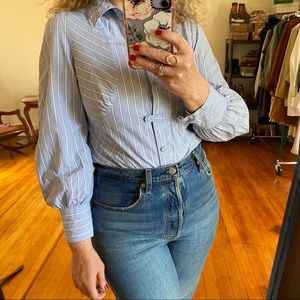 Anthropologie puffy sleeve striped 100% Cotton